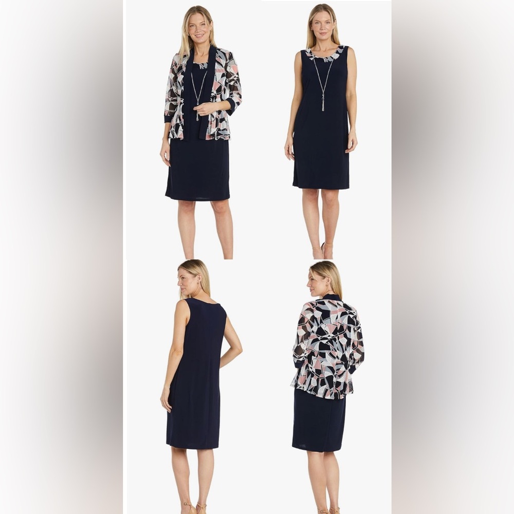 R&M Richards Women's Print Mesh Daytime Jacket Dress